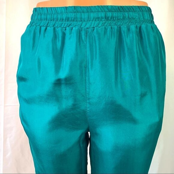 SECOND WIND VINTAGE SILK PANT LINED ELASTIC WAISTBAND HIGH RISE TROUSER WOMEN 10 - Picture 4 of 16